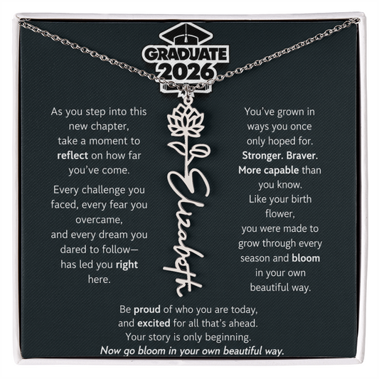 Graduate 2026 | As You Step Into This New Chapter | Birth Flower Name Necklace