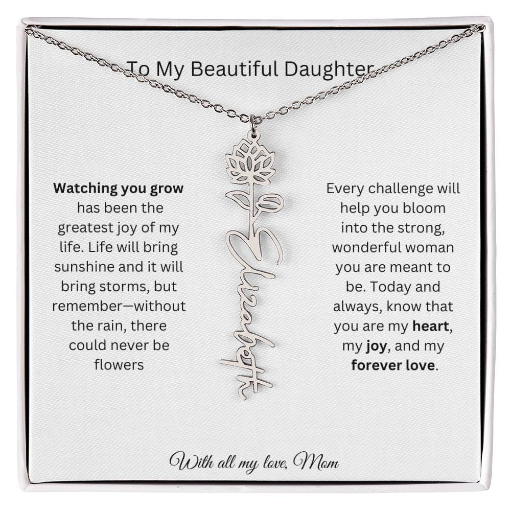 To My Beautiful Daughter | With All My Love | Flower Name Necklace