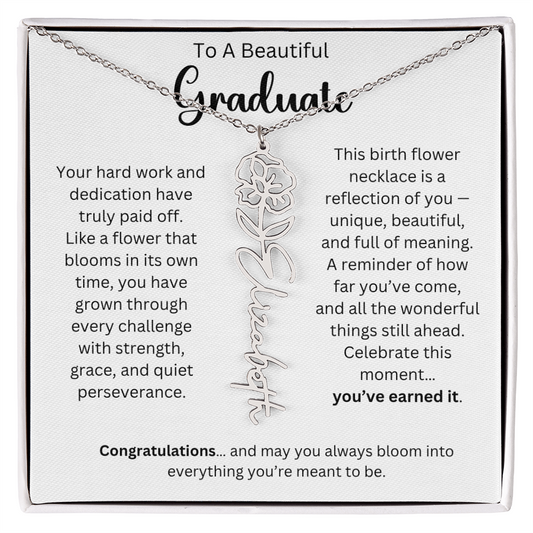 To A Beautiful Graduate - Congratulations - Flower Name Necklace