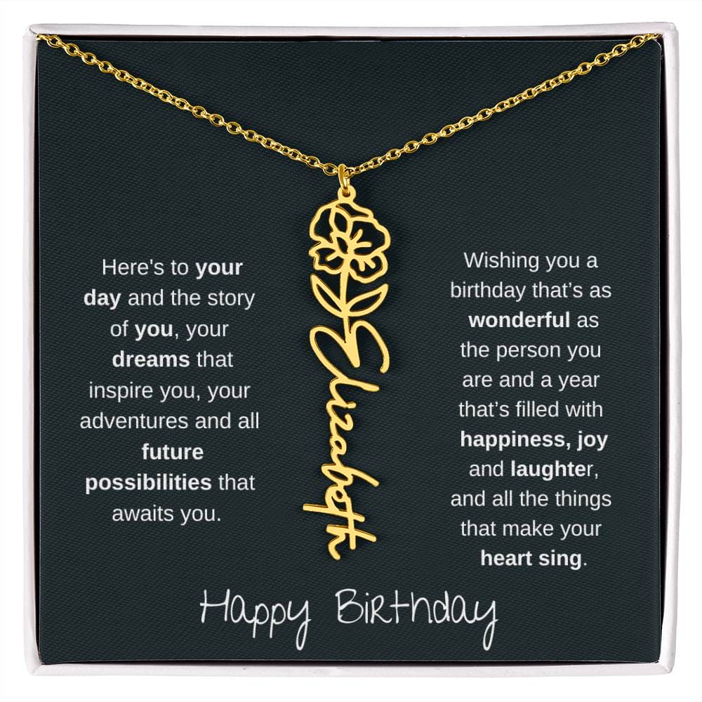 Wishing You A Birthday That's As Wonderful As You Are | Flower Name Necklace
