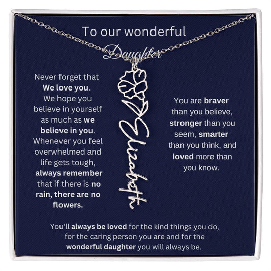 To Our Wonderful Daughter - We Love You - Flower Name Necklace