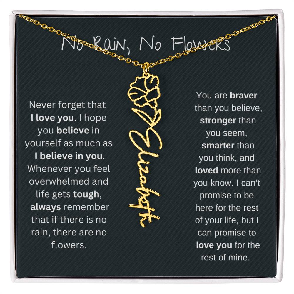Never Forget That I Love You | Birth Flower Name Necklace