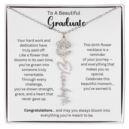 To A Beautiful Graduate - Celebrate This Moment - Flower Name Necklace