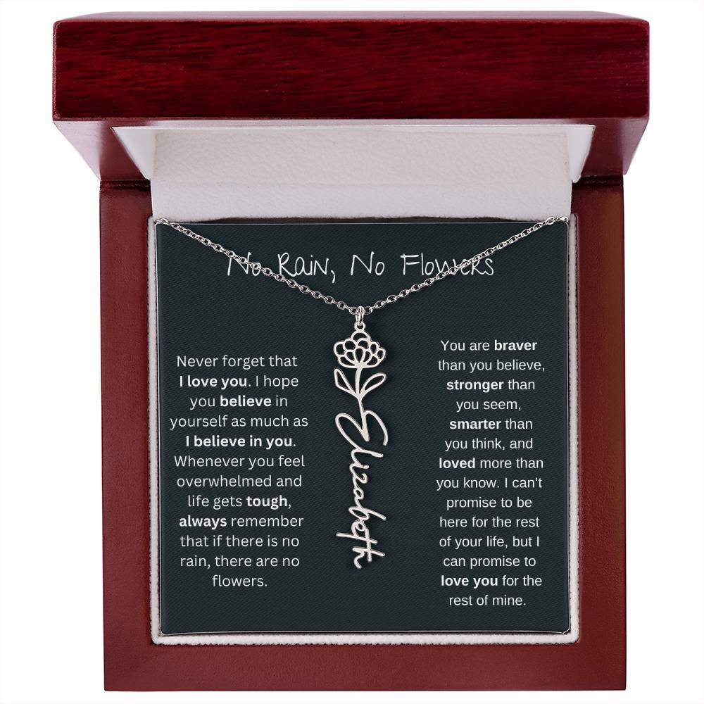 Never Forget That I Love You | Birth Flower Name Necklace