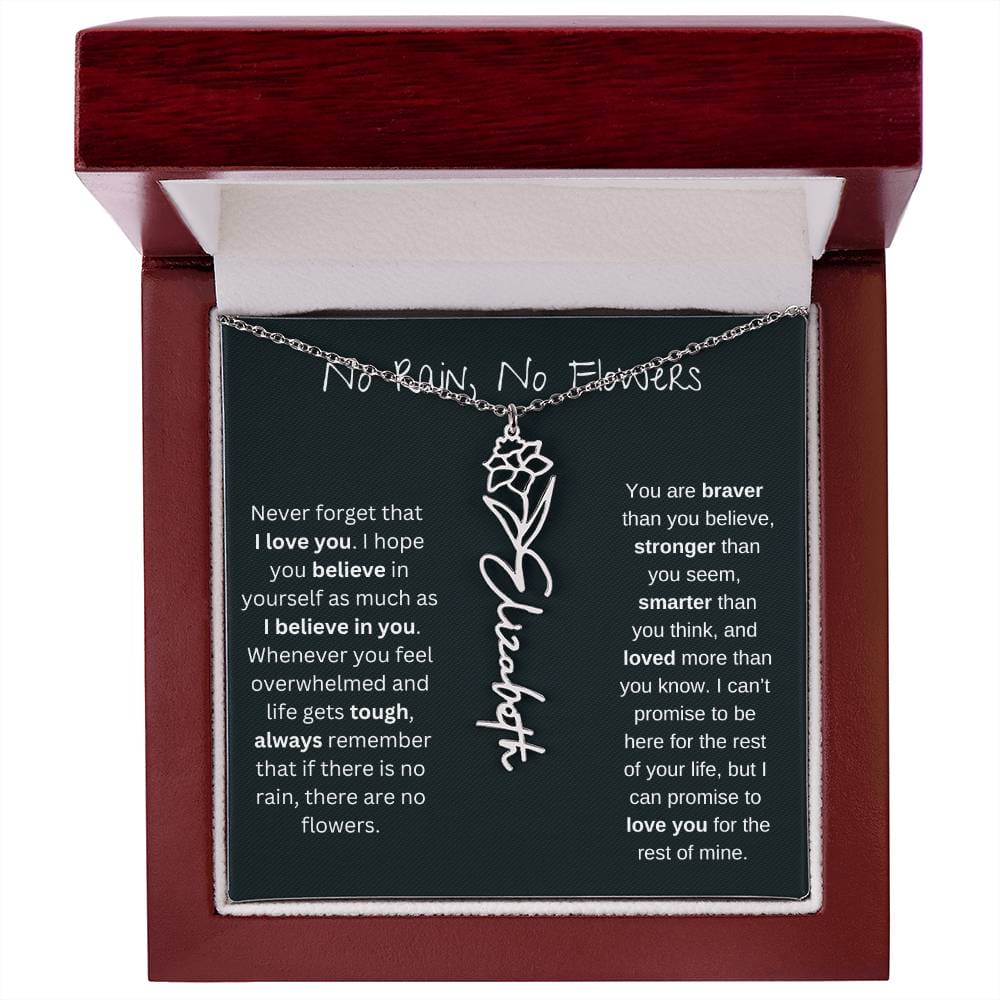 Never Forget That I Love You - Flower Name Necklace