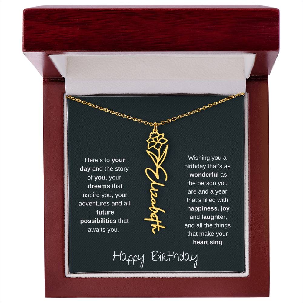 Wishing You A Birthday That's As Wonderful As You Are | Flower Name Necklace