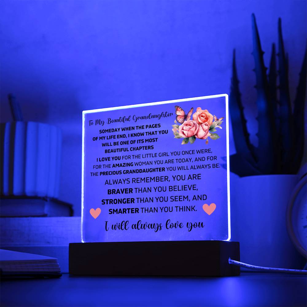 To My Granddaughter - You Are Always Braver Than You Believe - Square Acrylic Plaque