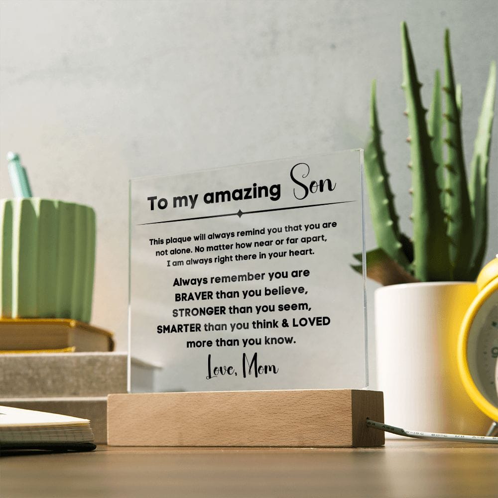 To My Amazing Son - You Are Not Alone - Square Acrylic Plaque