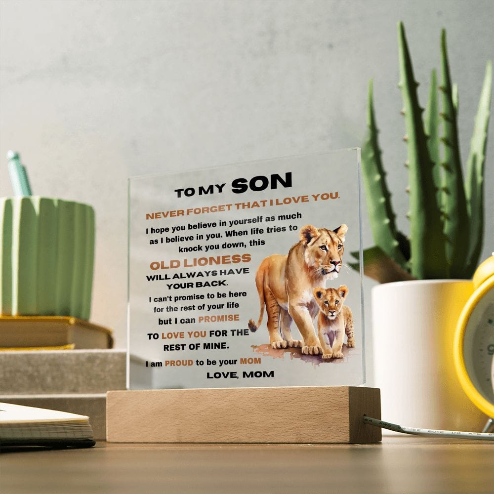 To My Son - Never Forget that I Love You - From Mom - Square Acrylic Plaque