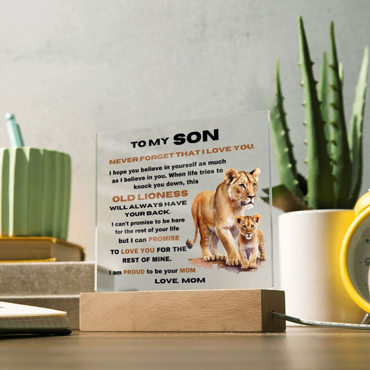To My Son - Never Forget that I Love You - From Mom - Square Acrylic Plaque