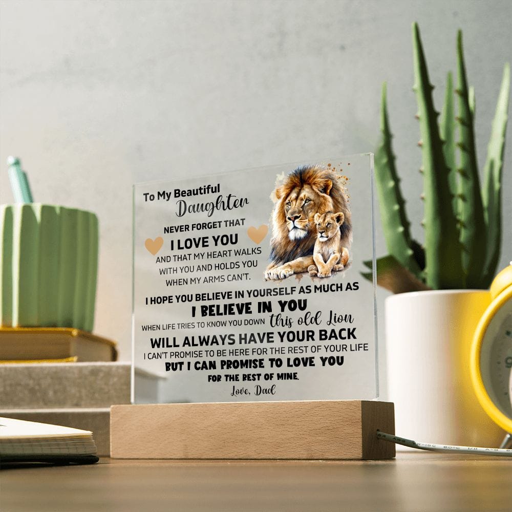 To My Daughter - I Promise To Love You For The Rest Of My Life - Square Acrylic Plaque