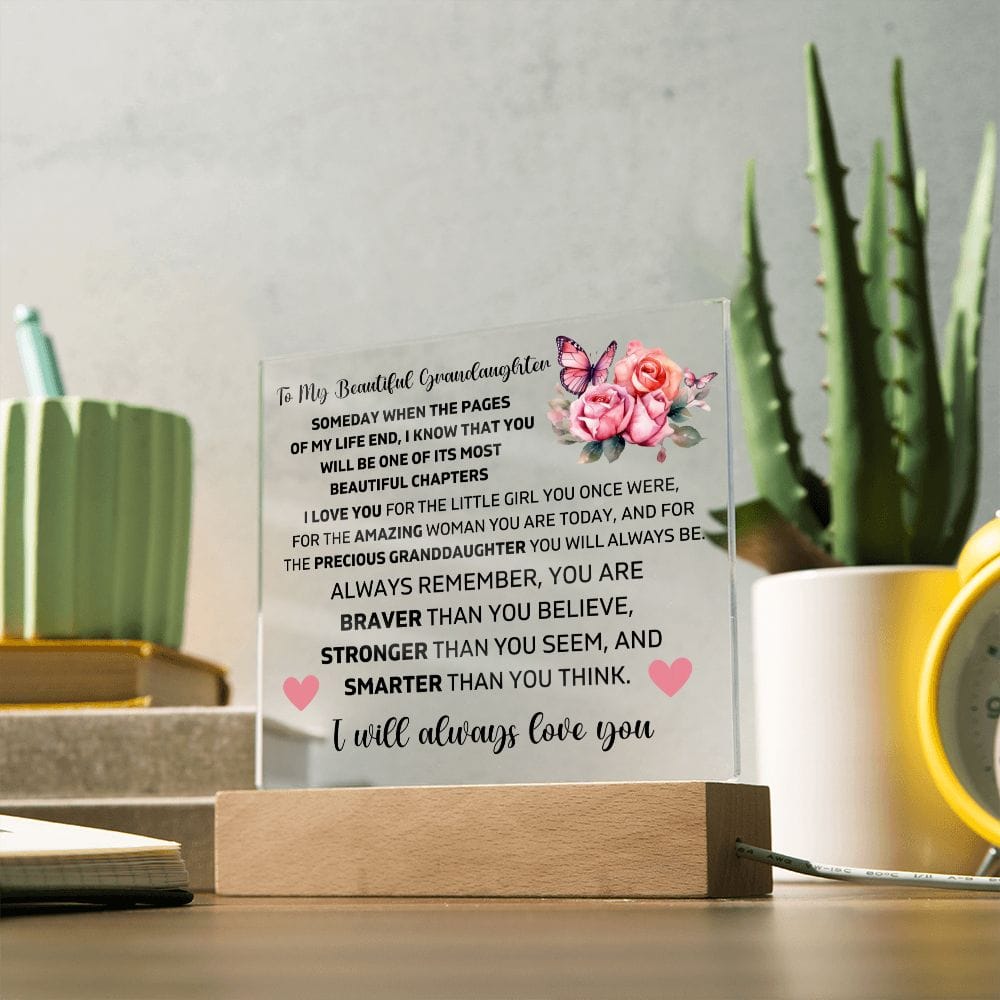 To My Granddaughter - You Are Always Braver Than You Believe - Square Acrylic Plaque