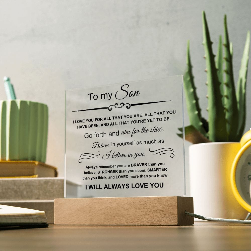 To My Amazing Son - I Believe In You - Square Acrylic Plaque