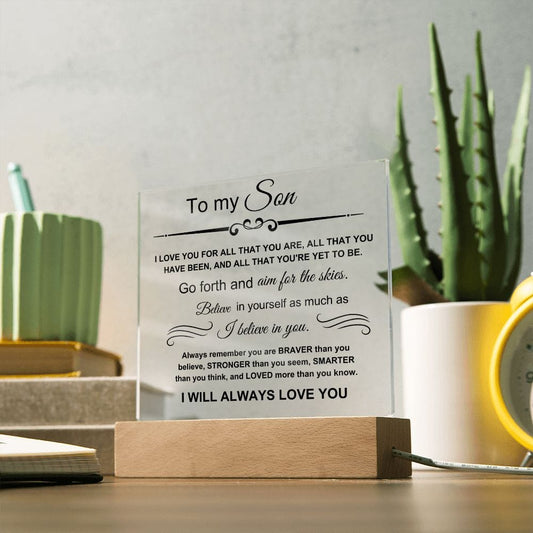 To My Amazing Son - I Believe In You - Square Acrylic Plaque