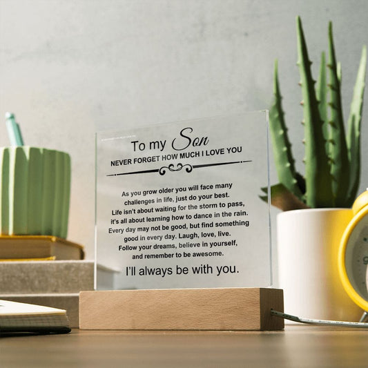 To My Amazing Son - Follow Your Dreams - Square Acrylic Plaque