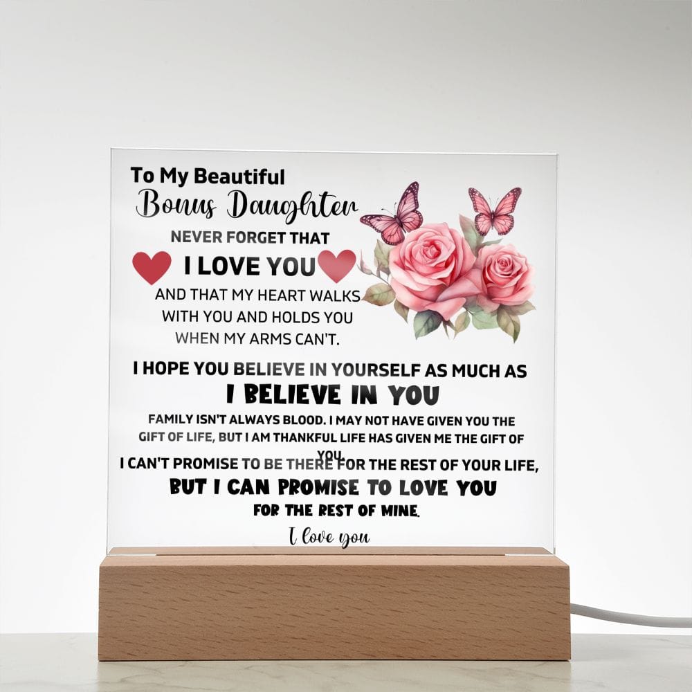 To My Bonus Daughter - I Believe In You - Square Acrylic Plaque