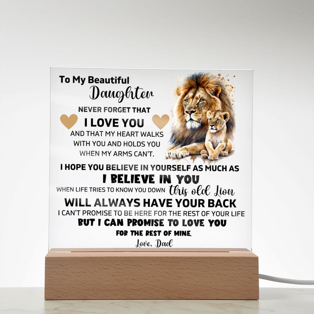 To My Daughter - I Promise To Love You For The Rest Of My Life - Square Acrylic Plaque