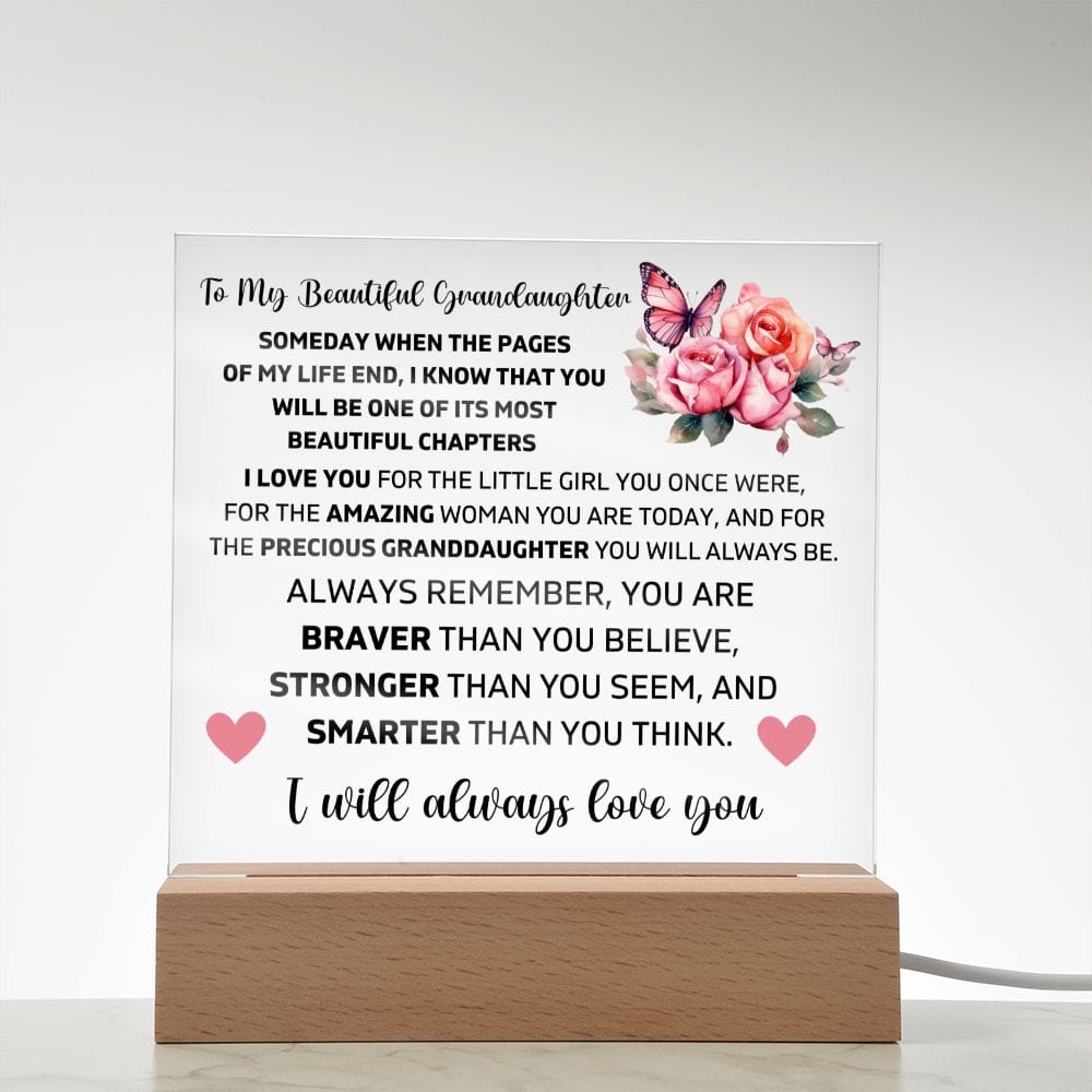 To My Granddaughter - You Are Always Braver Than You Believe - Square Acrylic Plaque