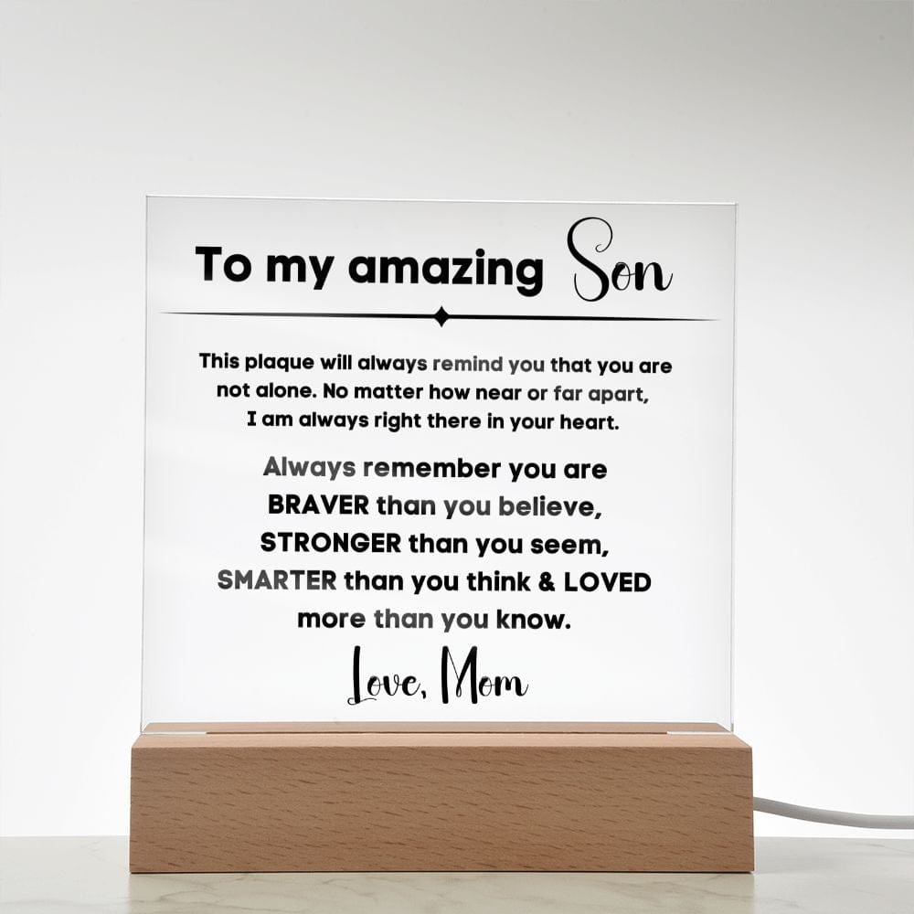 To My Amazing Son - You Are Not Alone - Square Acrylic Plaque
