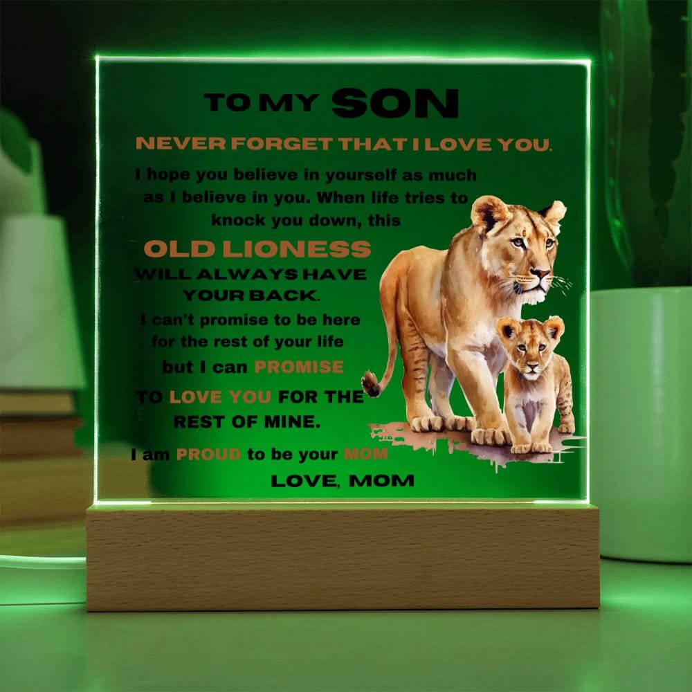 To My Son - Never Forget that I Love You - From Mom - Square Acrylic Plaque