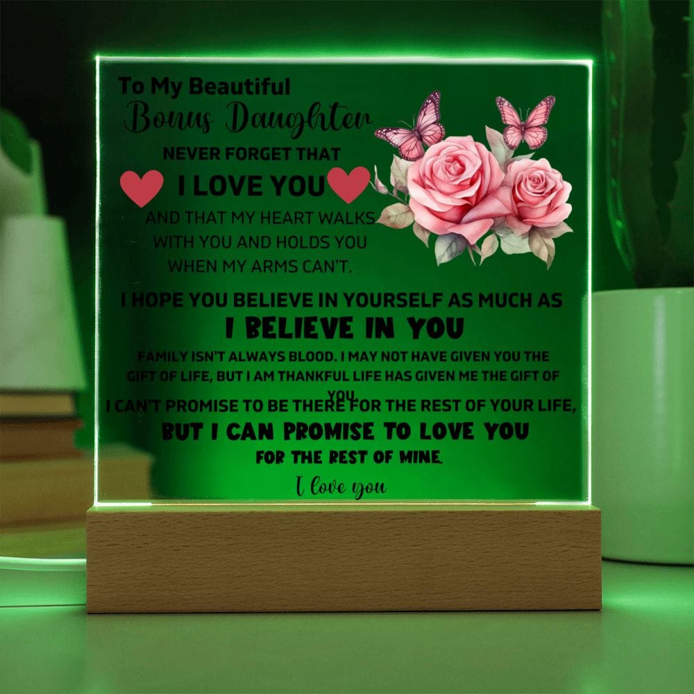 To My Bonus Daughter - I Believe In You - Square Acrylic Plaque