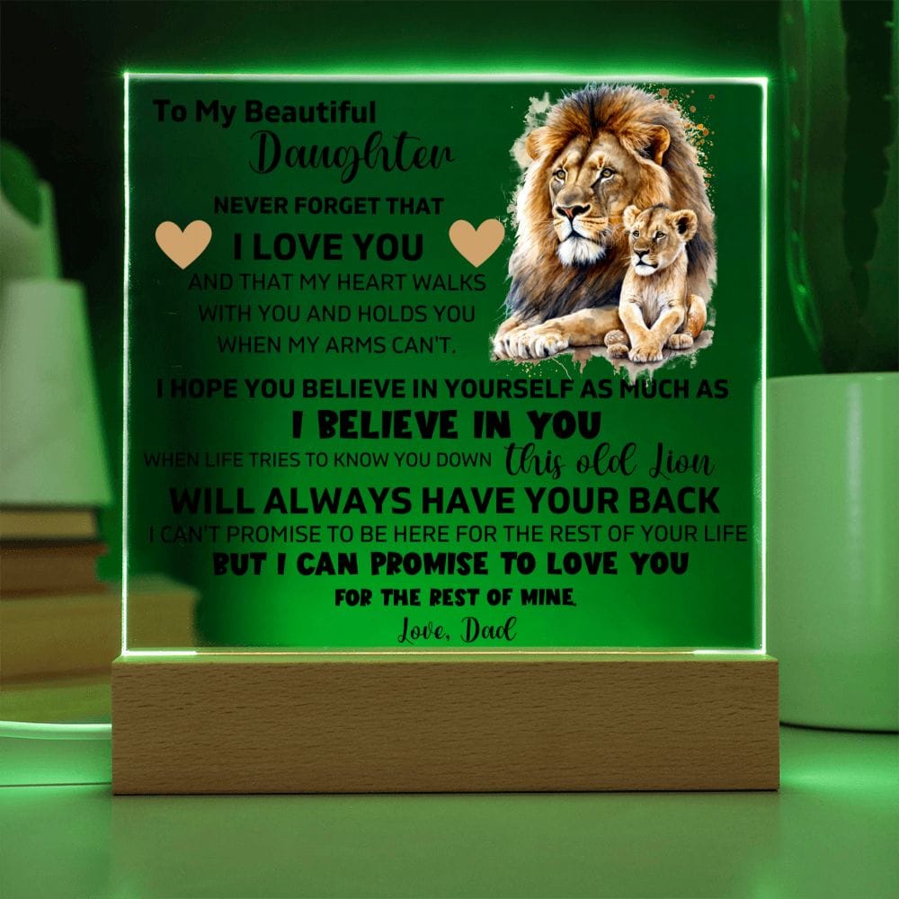 To My Daughter - I Promise To Love You For The Rest Of My Life - Square Acrylic Plaque