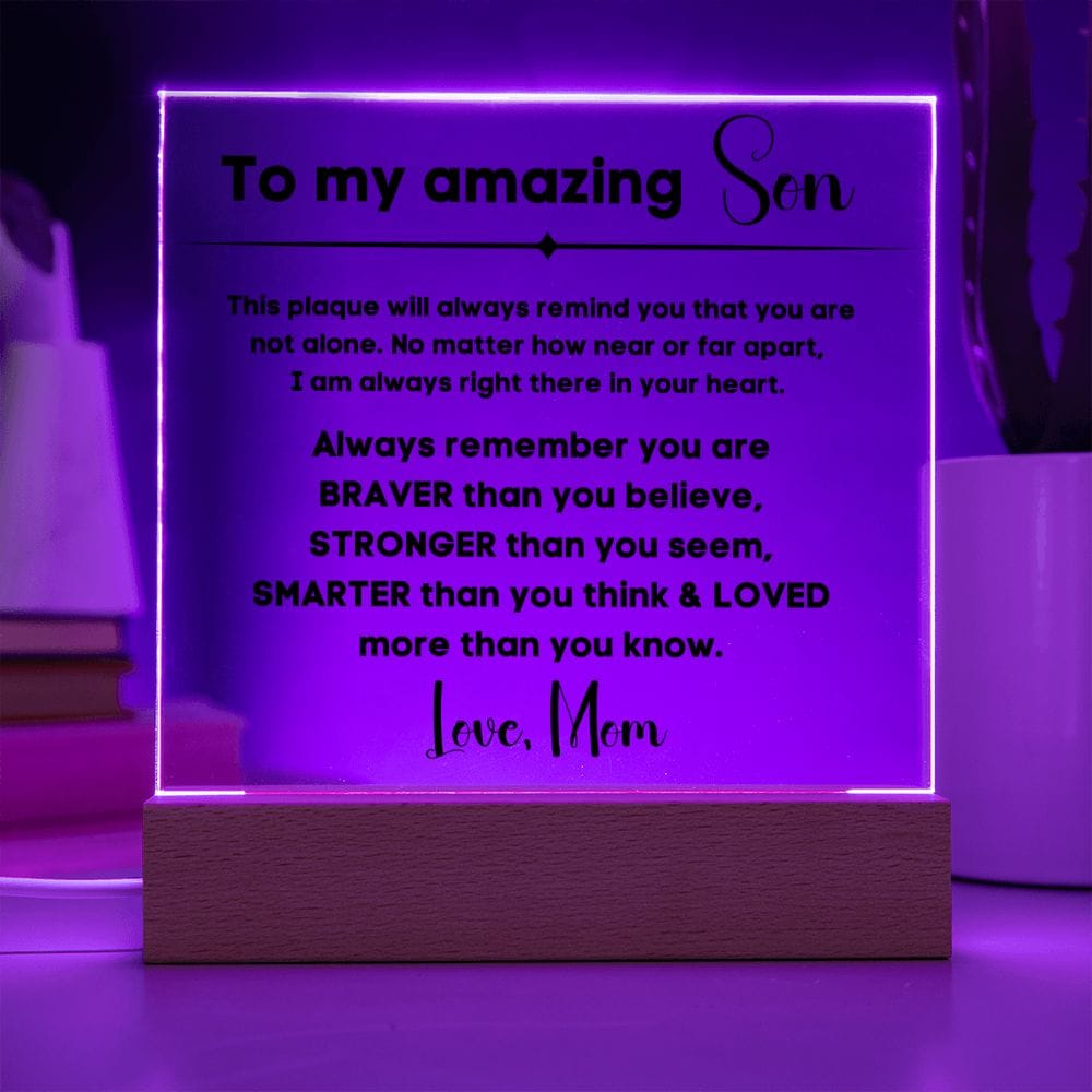 To My Amazing Son - You Are Not Alone - Square Acrylic Plaque