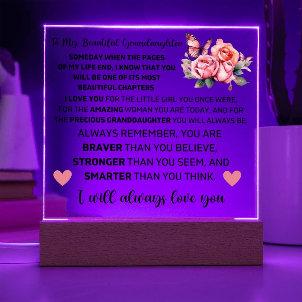 To My Granddaughter - You Are Always Braver Than You Believe - Square Acrylic Plaque