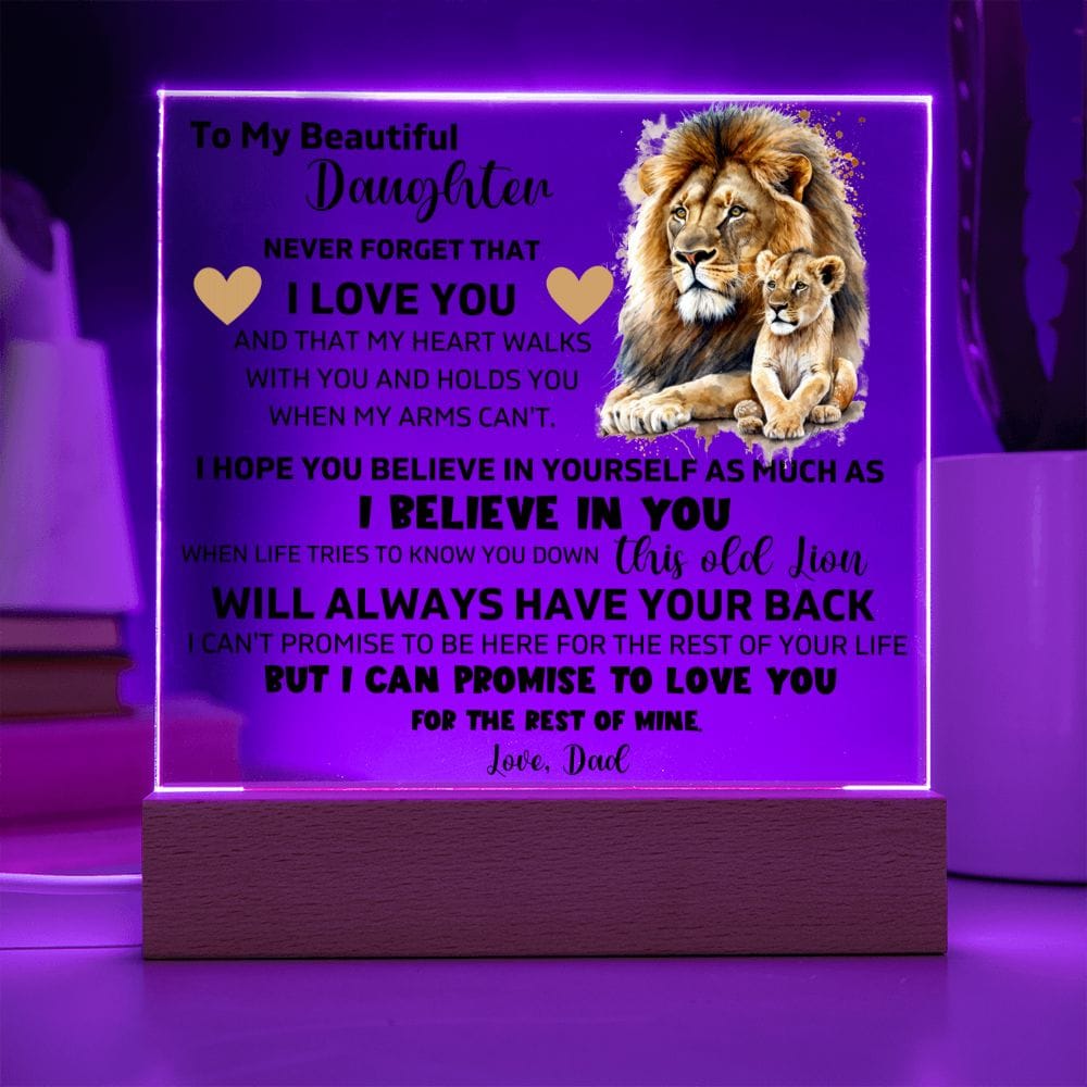 To My Daughter - I Promise To Love You For The Rest Of My Life - Square Acrylic Plaque