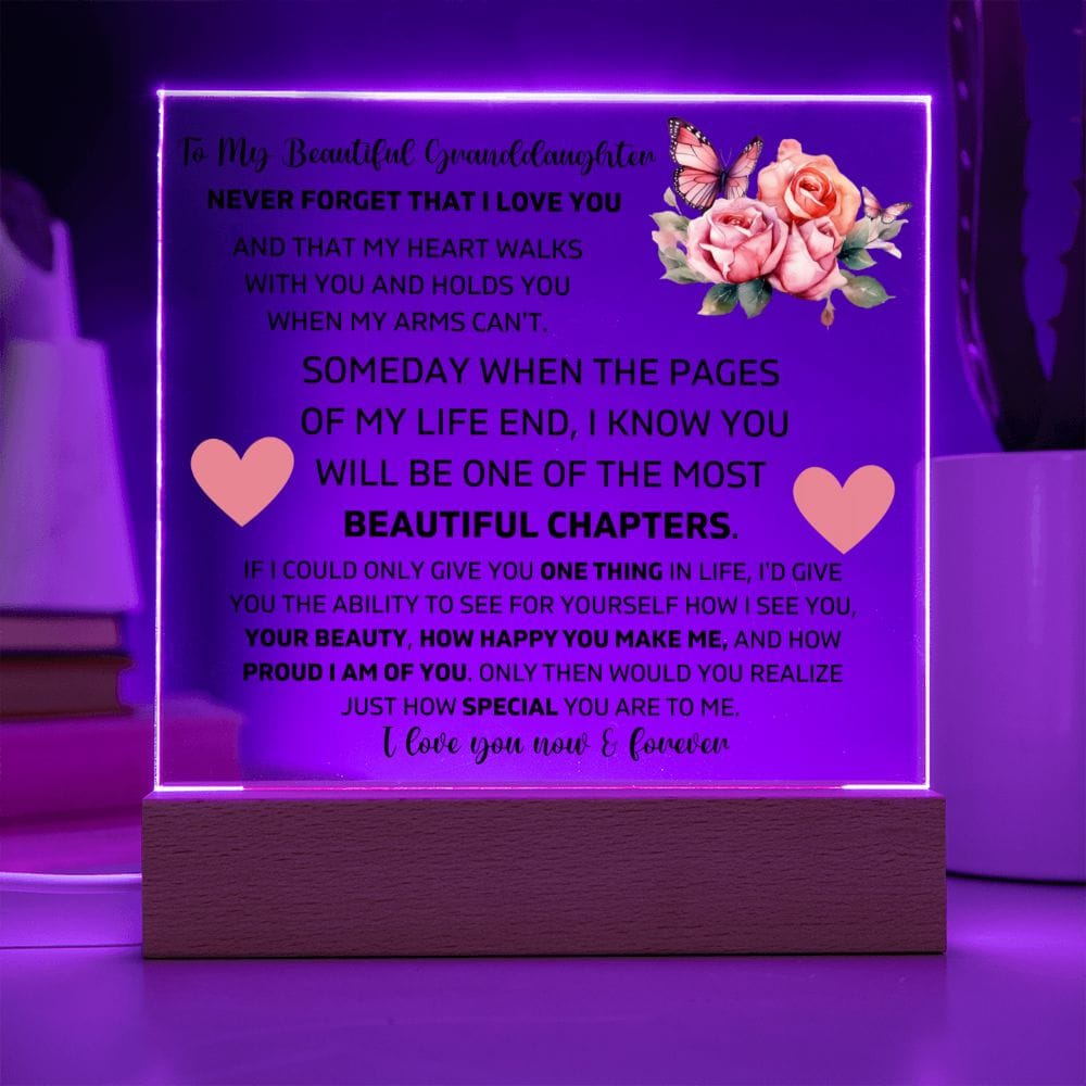 To My Granddaughter - My Heart Walks With You - Square Acrylic Plaque
