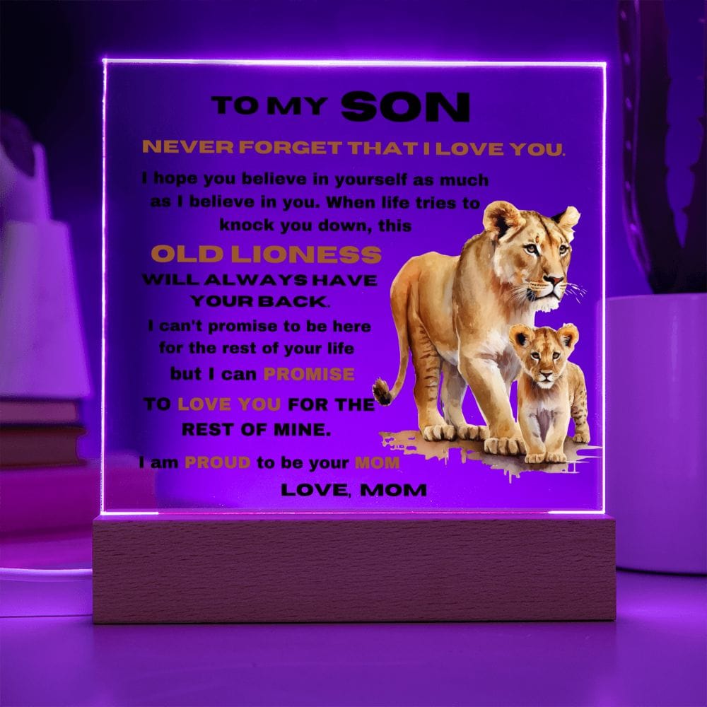 To My Son - Never Forget that I Love You - From Mom - Square Acrylic Plaque