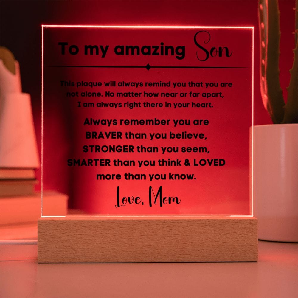 To My Amazing Son - You Are Not Alone - Square Acrylic Plaque