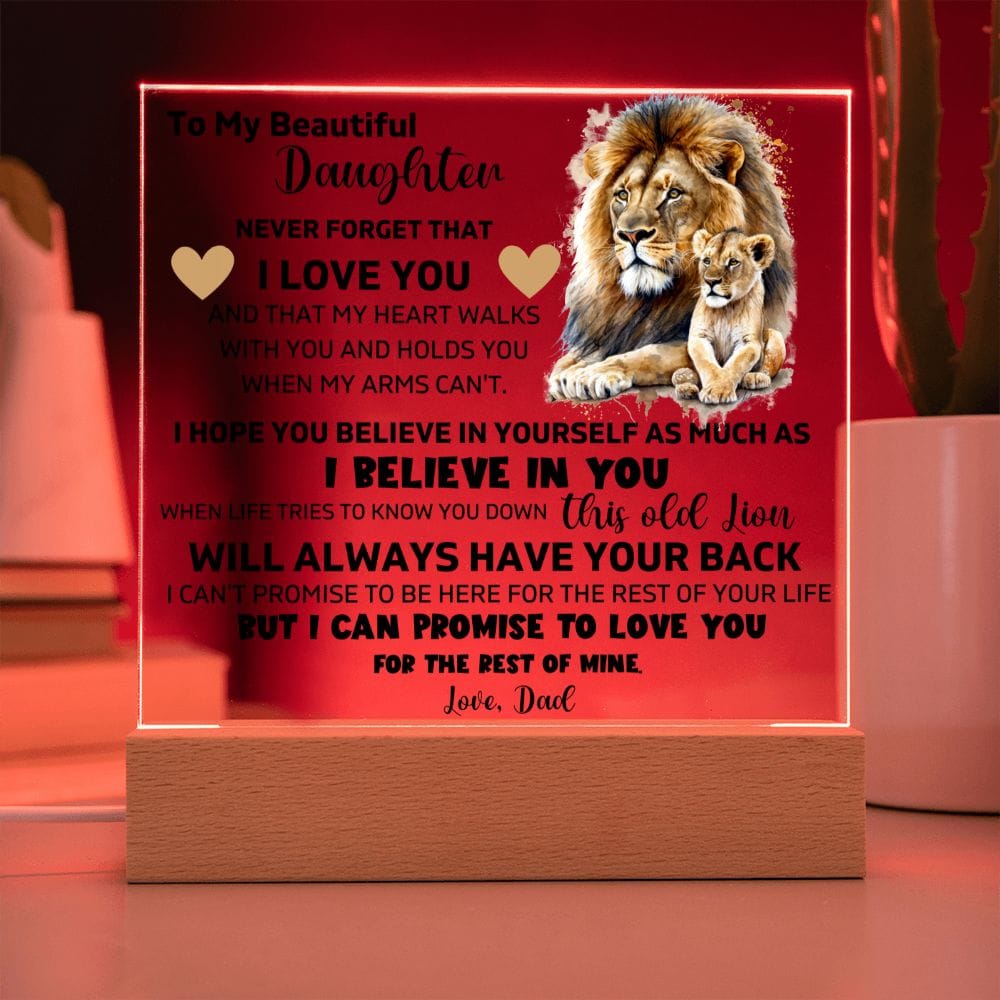 To My Daughter - I Promise To Love You For The Rest Of My Life - Square Acrylic Plaque
