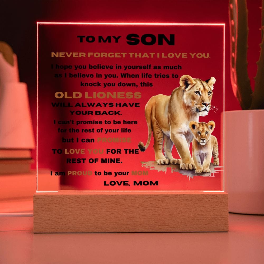 To My Son - Never Forget that I Love You - From Mom - Square Acrylic Plaque
