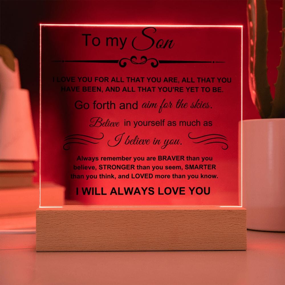To My Amazing Son - I Believe In You - Square Acrylic Plaque
