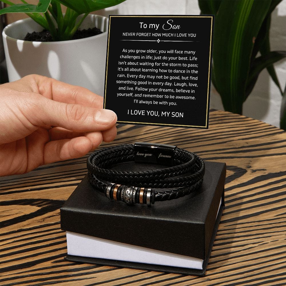 To My Son - Believe In Yourself - Luxury Leather Bracelet