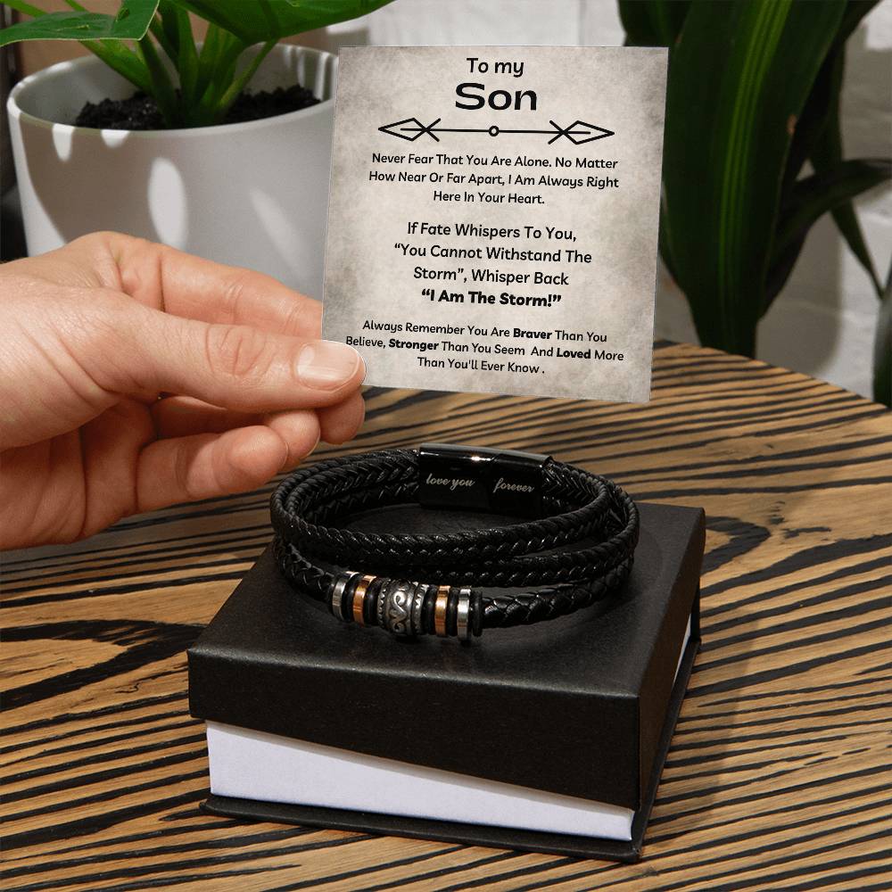 To My Son - You Are Braver Than You Believe - Luxury Leather Bracelet