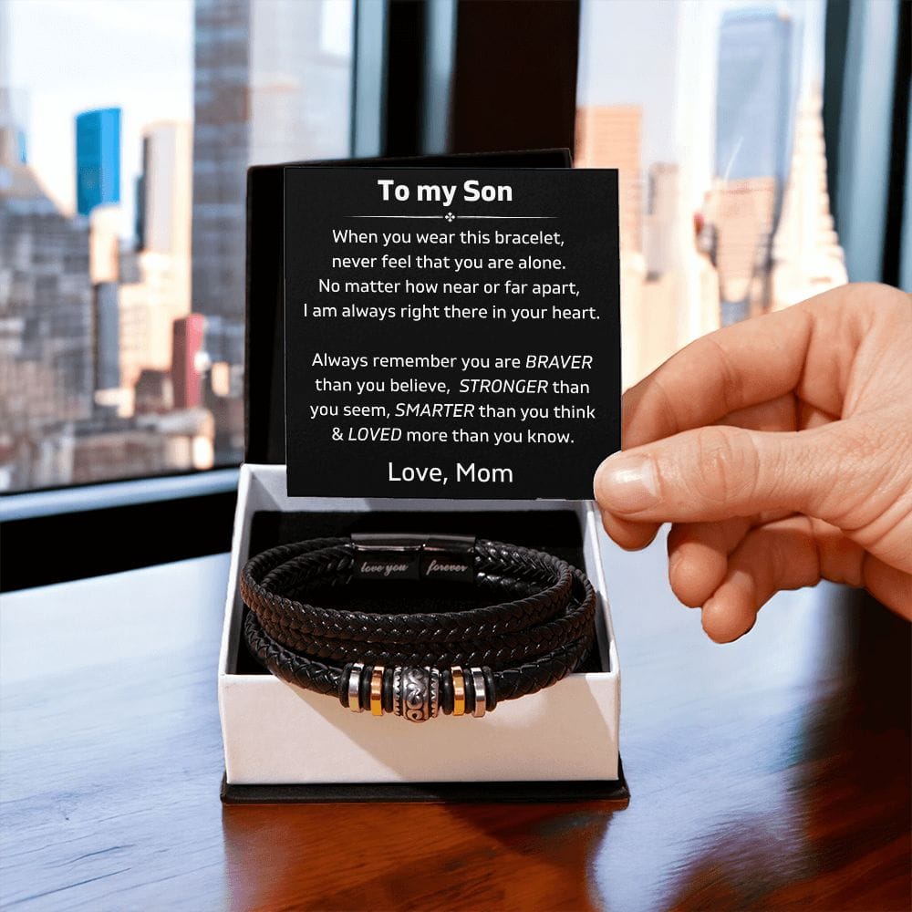 To My Son - You Are Braver Than You Believe - Luxury Leather Bracelet