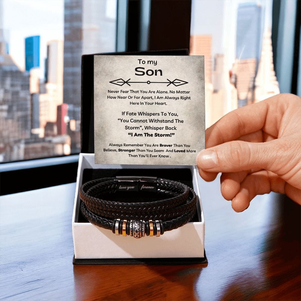 To My Son - You Are Braver Than You Believe - Luxury Leather Bracelet