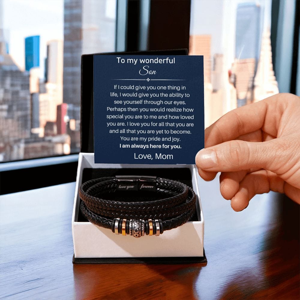 To My Son - I'm Always Here For You - Luxury Leather Bracelet