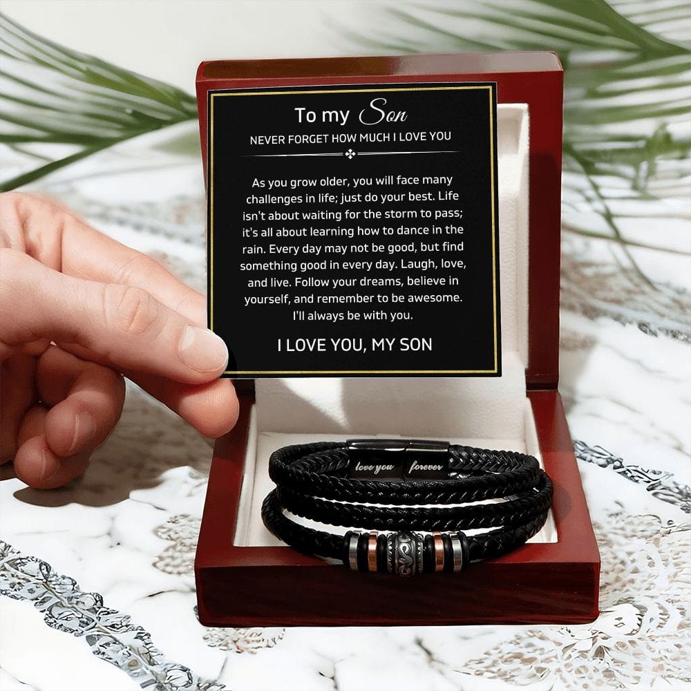 To My Son - Believe In Yourself - Luxury Leather Bracelet