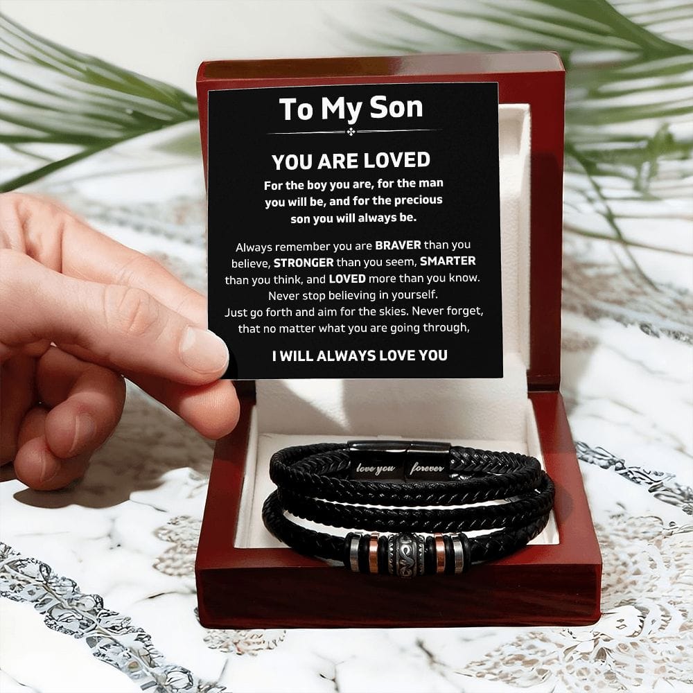 To My Son - I Will Always Love You - Luxury Leather Bracelet