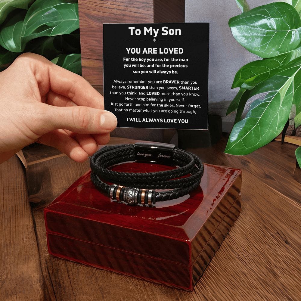 To My Son - I Will Always Love You - Luxury Leather Bracelet