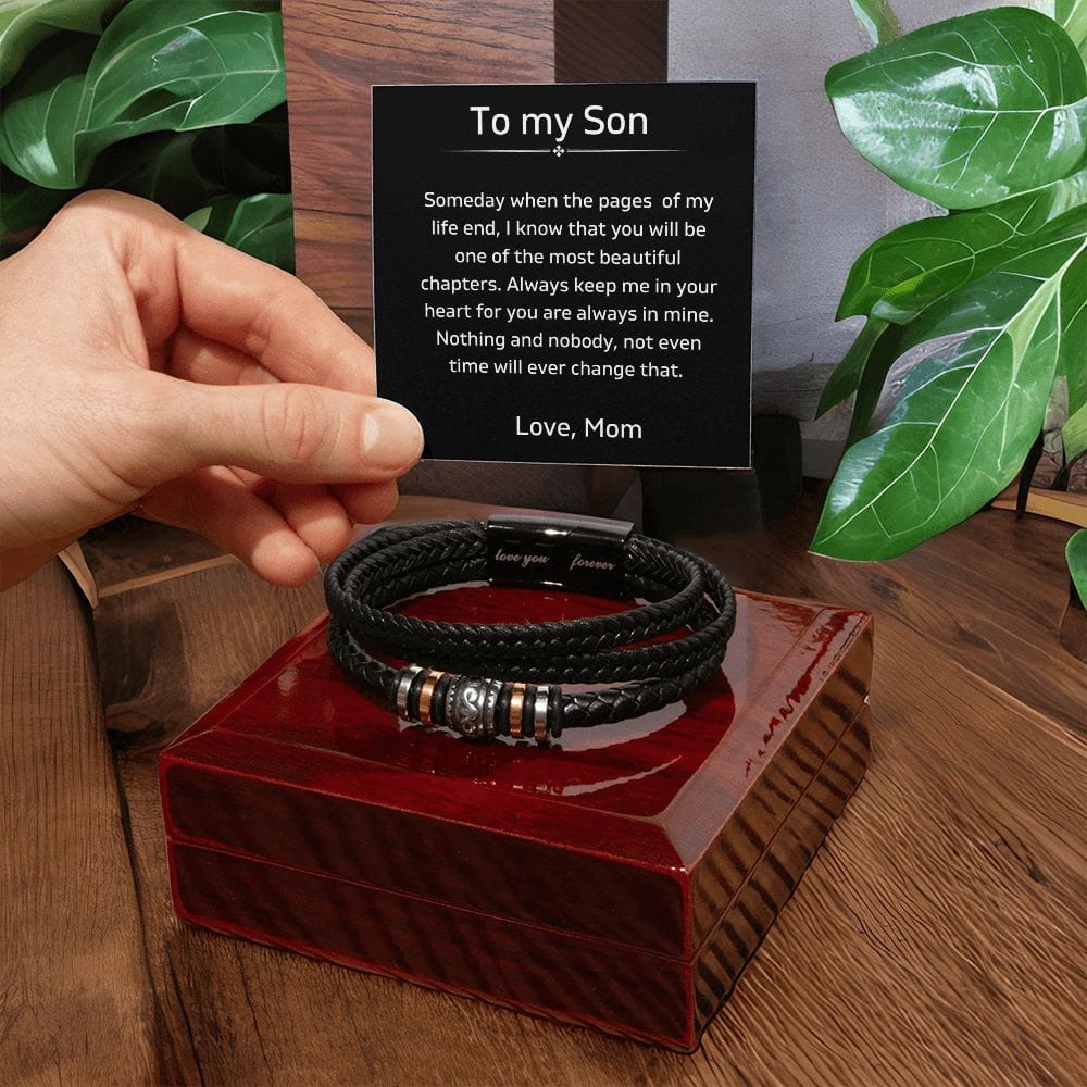 To My Son - Always Keep Me In Your Heart - Luxury Leather Bracelet