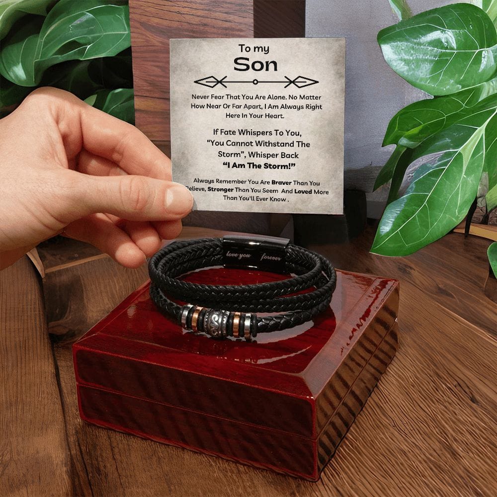 To My Son - You Are Braver Than You Believe - Luxury Leather Bracelet