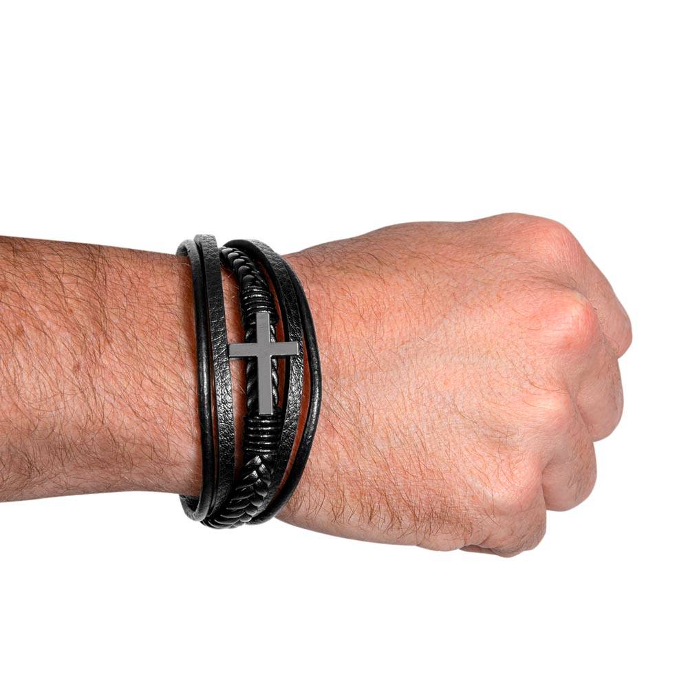 To My Godson - No Storm, No Strength - Men's Cross Bracelet