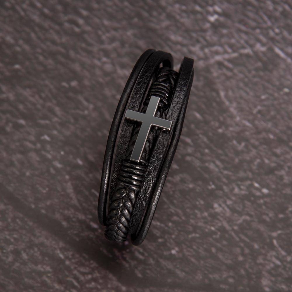 To My Godson - No Storm, No Strength - Men's Cross Bracelet