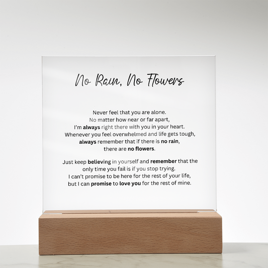 No Rain, No Flower - Acrylic Square Plaque