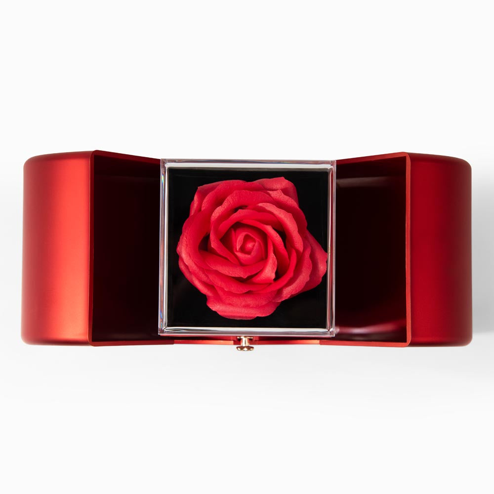 To My Bonus Daughter  - Love You Now & Forever - Love Knot Necklace with Red Heart Rose Box