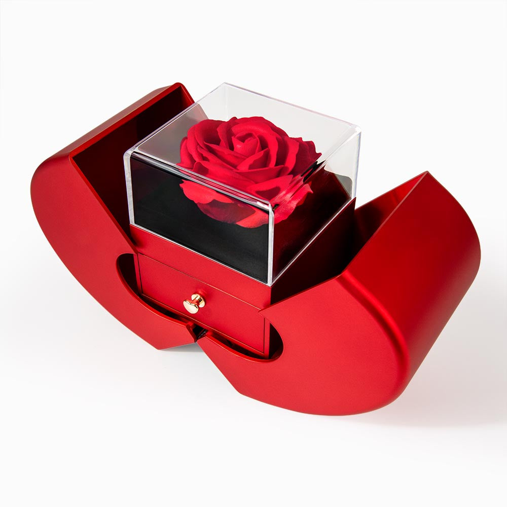 To My Bonus Daughter  - Love You Now & Forever - Love Knot Necklace with Red Heart Rose Box